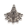 Image de Connecteurs à Lustre en Alliage de Zinc Fleur Argent Vieilli Motif Sculpté 3cm x 2.7cm, 30 Pcs