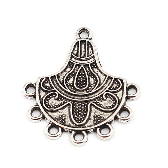 Imagen de Zamak Conectores de Araña Flor Plata Antigua Tallado 3cm x 2.7cm, 30 Unidades