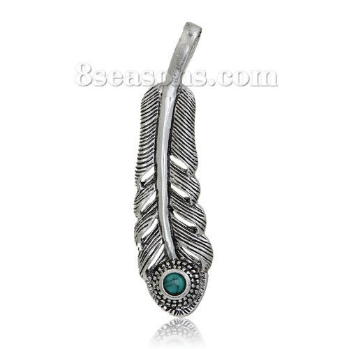 Picture of Brass Pendants Feather Imitation Turquoise                                                                                                                                                                                                                    