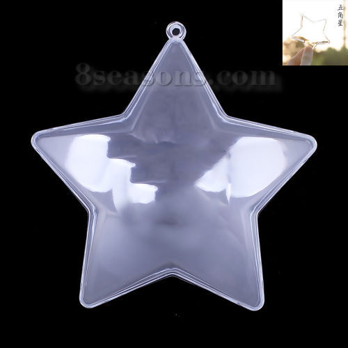Bild von ABS Plastik Weihnachten Befüllbare Kugel Hausdekoration Wohnaccessoires Pentagramm Stern Transparent 10.5cm x 10.5cm, 2 Stück