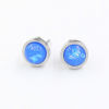 Imagen de 304 Acero Inoxidable & Ópalo ( Sintético ) piedra del zodíaco Pendientes Tono de Plata Azul Marino Ronda Octubre 8mm Dia, Post/ Wire Size: (20 gauge), 1 Par
