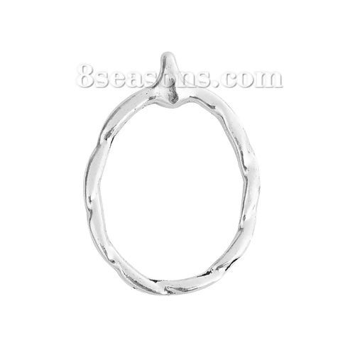 Imagen de Zamak Martillado Colgantes Óvalo Argentado 40mm x 28mm, 30 Unidades