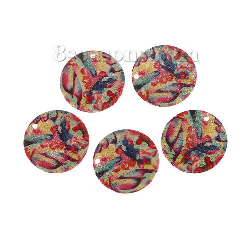 Picture of Brass Enamel Painting Charms Round Sparkledust                                                                                                                                                                                                                
