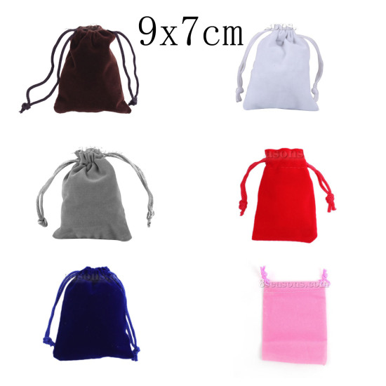 Picture of Velvet Jewelry Gift Bags Drawstring Rectangle  