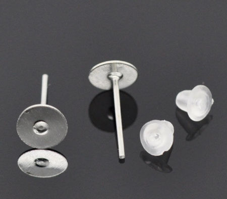 Alloy Ear Post Stud Earrings Findings Round 