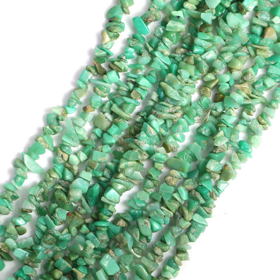 Picture of Amazonite ( Natural ) Chip Beads Irregular Green About 14mm x10mm( 4/8" x 3/8") - 8mm x4mm( 3/8" x 1/8") Size: M, Hole: Approx 1mm, 85cm(33 4/8") long, 5 Strands (Approx 200 - 180 PCs/Strand)