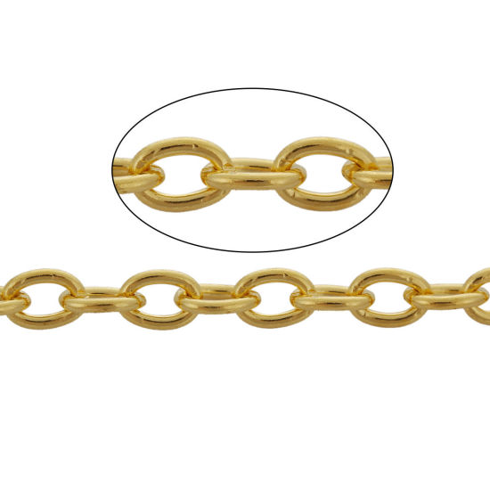 Image de Chaîne Maille Forçat en Fer Doré 5x3mm, 10 M