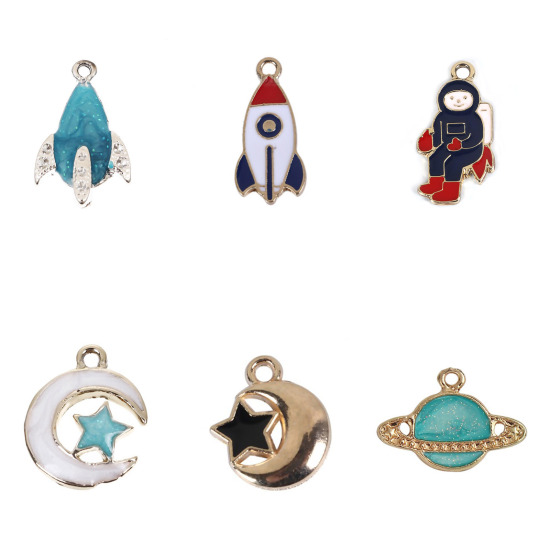 Picture of Zinc Based Alloy Galaxy Charms Rocket Enamel 