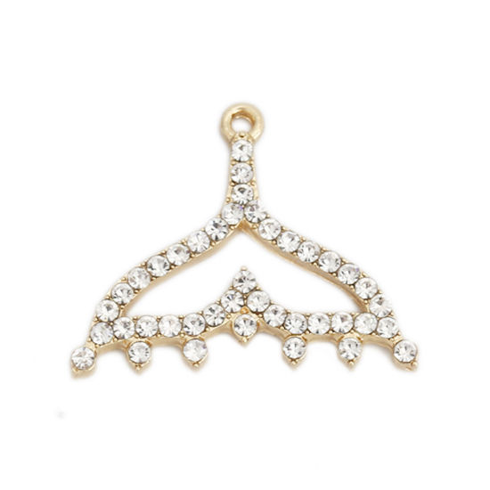 Immagine di Lega di Zinco Charms Fishtail Oro Placcato Trasparente Strass 26mm x 22mm , 5 Pz