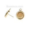 Imagen de Zamak Pendientes Ronda Chapado en Oro Base Camafeo (Apta 13mm) 20mm x 16mm, Post/ Wire: (20 gauge), 10 Unidades