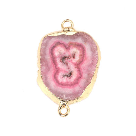 (Grade A) Agate ( Natural ) Connectors Irregular Fuchsia 3.3cm x 2.1cm, 1 Piece