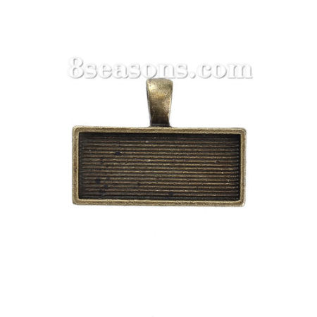 Zinc Based Alloy Charms Rectangle Antique Bronze Cabochon Settings (Fits 25mmx10mm) 28mm x 21mm, 10 PCs