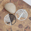 Immagine di Ottone Ciondoli Nero & Bianco Tondo Albero di Vita Filigree Stamping 4.3cm x 4cm, 5 Pz