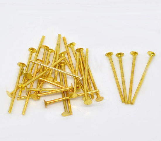 Picture of Alloy Head Pins Gold Plated 18mm( 6/8") long, 0.7mm (21 gauge), 800 PCs