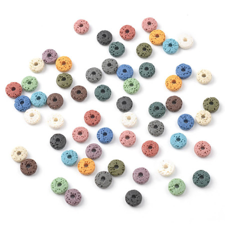 (Grado A) Roca de lava ( Natural ) Cuentas Rondelle Azul Claro Aprox 10mm Dia., Agujero: Aprox 2mm, 20cm Longitud, 1 Sarta (Aprox 48 Unidades/Sarta)