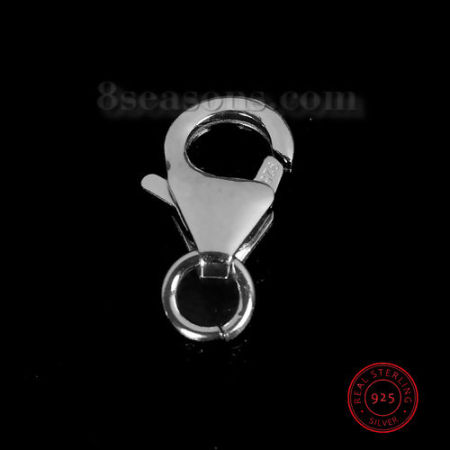 Immagine di Argento Sterling Fibbia Aragosta Argento Con Cerchio Aperto 11mm x 6mm, 2 Grammi (Circa 6Pz)