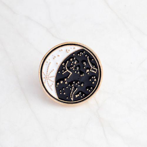 Picture of Tie Tac Lapel Pin Brooches Round Constellation & Enamel  