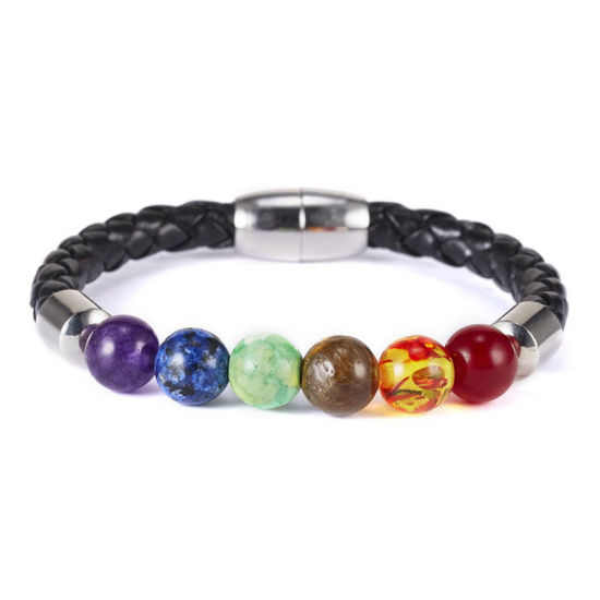 Immagine di Naturale Gemma Yoga Bracciali Delicato bracciali delicate braccialetto in rilievo Nero Con Chiusura Magnetica 20cm Lunghezza, 1 Pz