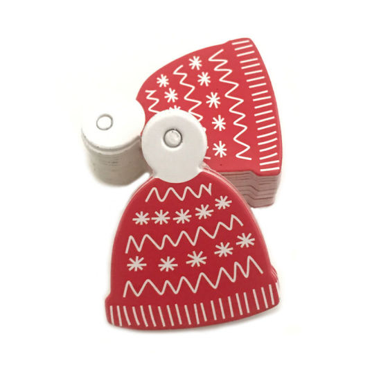 紙 吊り下げタグ クリスマスの帽子 白×赤 1 セット (約 50PCs/セット) の画像