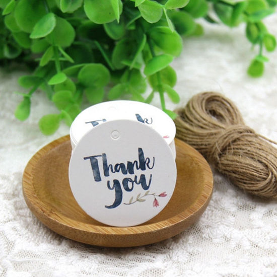 Picture of Paper Christmas Hanging Tags Round Multicolor " THANK YOU " 1 Set (Approx 50 PCs/Set)