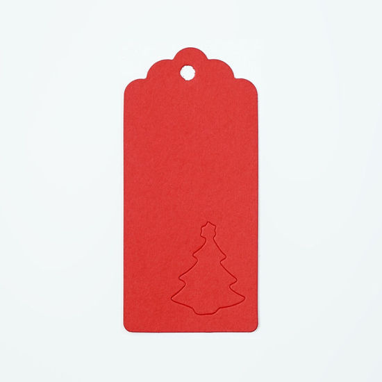 Picture of Paper Hanging Tags Rectangle Red Christmas Tree Pattern 1 Set (Approx 100 PCs/Set)