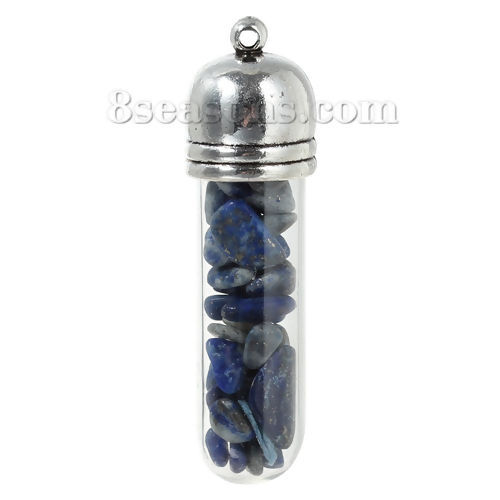 Picture of  Lapis Lazuli Druzy /Drusy Gemstone Glass Bottle Pendants