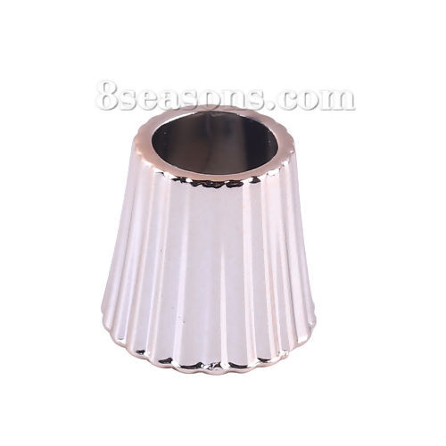 Picture of Acrylic Bails For Wrap Scarf Cone Light Rose Gold Stripe 15mm( 5/8") x 15mm( 5/8"), 30 PCs