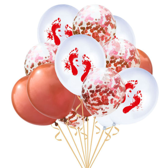 Picture of Latex Balloon Halloween Supplies Decoration Red Blood Footprint, 1 Set ( 15 PCs/Set)