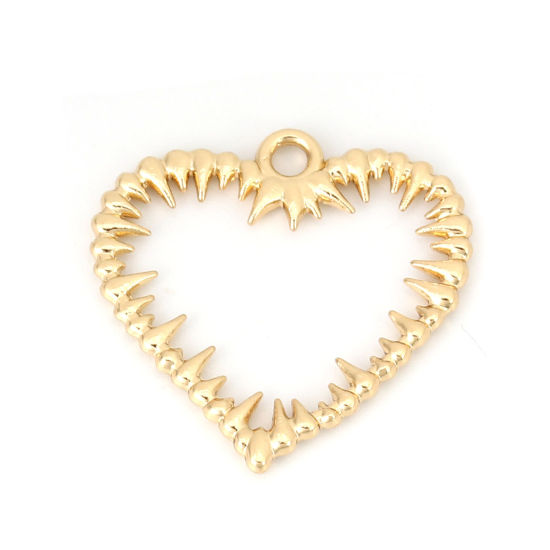 Bild von Zinklegierung Charms Herz Vergoldet 25mm x 24mm, 10 Stück