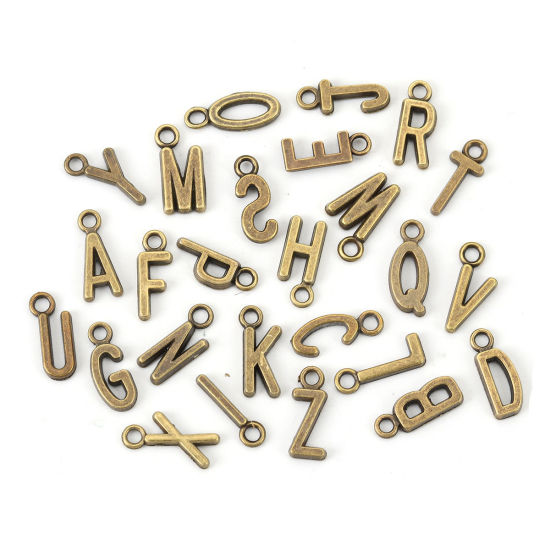 Image de Breloques en Alliage de Zinc Lettre Mite Bronze Antique Gravé Mots " A - Z "        