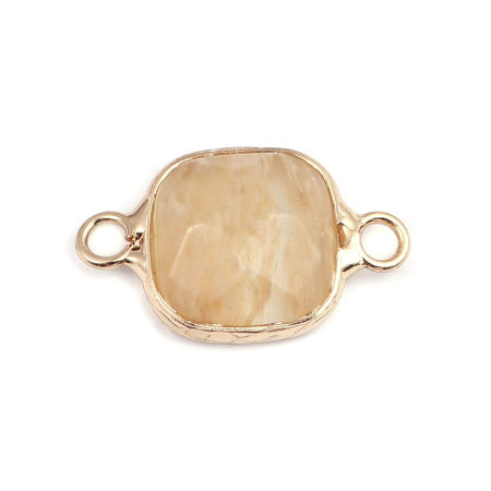 (Classement B) Connecteurs en Pierre Blanche ( Teint ) Rectangle Beige 21mm x 13mm, 1 Pièce