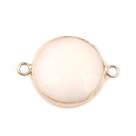 Imagen de (Grado B) Teñido Piedra Blanca Conectores Ronda Blanco 29mm x 21mm, 1 Unidad