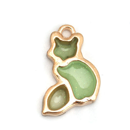 Zinc Based Alloy Charms Cat Animal Glitter Enamel 