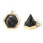 Bild von Messing Charms Kegel Echtgold plattiert Schwarz Imitat Howlith Facettiert 10mm x 9mm, 2 Stück