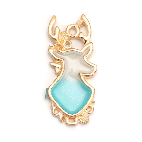 Picture of Zinc Based Alloy Charms Christmas Reindeer & Glitter Enamel 