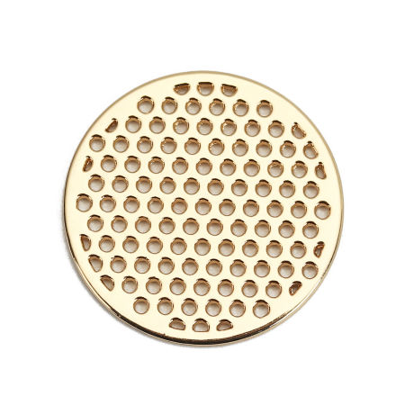 Bild von Zinklegierung Charms Rund Vergoldet 25mm D., 10 Stück