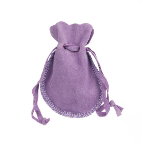 Picture of Velvet Drawstring Bags Calabash Purple 9cm x 7.7cm, 5 PCs