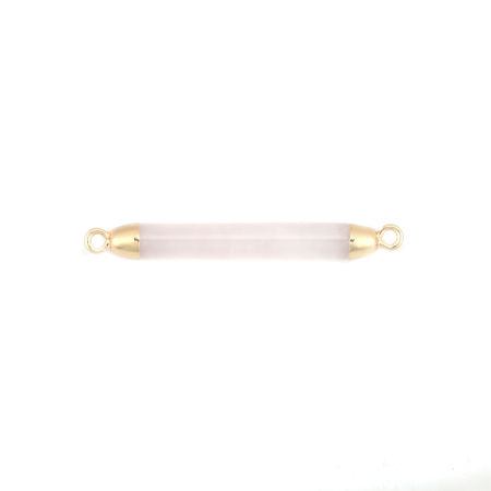 Imagen de (Grado A) Natural Rosa Cuarzo Conectores Cilíndrico Chapado en Oro Color rosa 4.5cm x 0.5cm, 1 Unidad