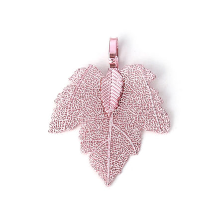 Latón Colgantes Hoja de Arce Rosado 36mm x 28mm, 2 Unidades