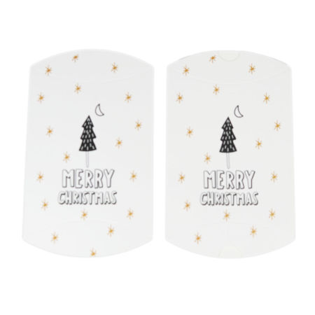 Каробка Подушка Черный & Белый " Merry Christmas " 16.5см x 9.7см , 10 ШТ