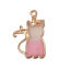 Picture of Zinc Based Alloy Charms Cat Animal Gold Plated Pink Enamel Glitter 26mm(1") x 17mm( 5/8"), 10 PCs