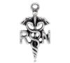 Picture of Zinc Based Alloy Charms Medical Symbol Caduceus Antique Silver Color 20mm( 6/8") x 11mm( 3/8"), 50 PCs