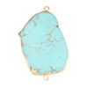 Picture of (Grade B) Turquoise ( Natural ) Connectors Irregular Gold Plated Green Blue Crackle 6.3cm x 3.7cm, 1 Piece