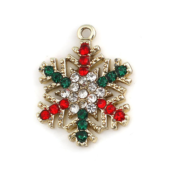 Picture of Zinc Based Alloy Charms Christmas Snowflake Rhinestone 