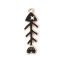 Picture of Zinc Based Alloy Ocean Jewelry Pendants Fish Bone Gold Plated Black Enamel 35mm(1 3/8") x 11mm( 3/8"), 20 PCs