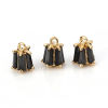 Imagen de Latón+ Circón Artificial Colgantes Charms Flor Chapado en Oro Negro Rectángulo 7mm x 5mm, 2 Unidades