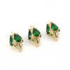 Imagen de Latón+ Circón Artificial Colgantes Charms Oliva Chapado en Oro Verde Gota 13mm x 9mm, 2 Unidades