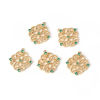 Imagen de Latón Colgantes Charms Flor Chapado en Oro Verde Rhinestone 16mm x 16mm, 2 Unidades