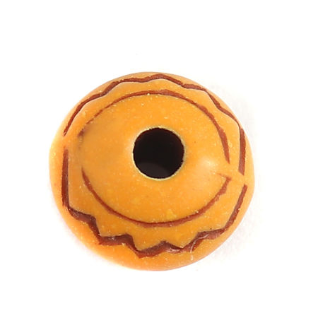 Acrylic Beads Round Brown Ripple Pattern Imitation Wood About 8mm Dia, Hole: Approx 1.8mm, 1000 PCs