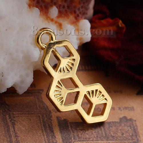 Picture of Zinc Based Alloy Charms Honeycomb Hollow 